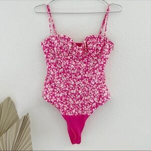 Zara Women’s Pink Floral Corset Bodysuit Size S
